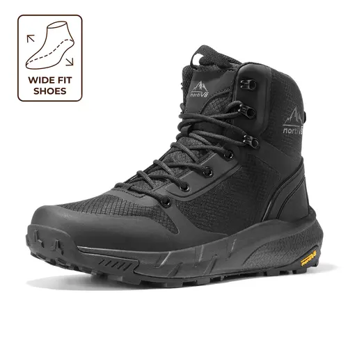 【Wide Fit】NORTIV 8 Men's Wide Feet Military Tactical Boots - Durable Outdoor Hiking, Trekking Camping Shoes with Side Zipper, Lightweight Comfort, EVA Rubber Sole for All-Day Work,summervibes tiktokshopspringglowup Bunion Shoes,summerwins,father'sdaygifts
