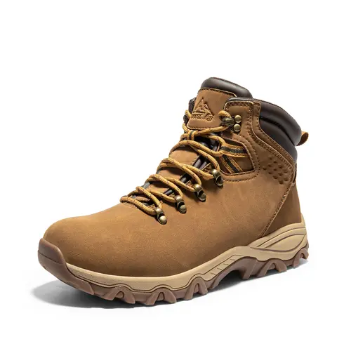 NORTIV 8 Men's Waterproof Insulated Winter Hiking Boots - 1 Pair Vegan Leather Upper Men's Shoes with Plush Lining, All-Weather Grip, EVA Midsole Softens Impact, Shock-Resistant Sole, Gusseted Tongue, Solid Plain Hiking Shoes for Trekking Camping