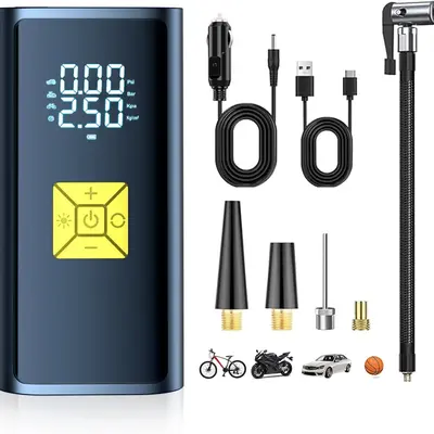 Cordless Inflator 150PSI Electric Air Pump - Digital LCD Display, Auto Shutoff, Emergency Light - Car Tire Pumps, Tire Inflation Tool for Cars, Motorcycles
