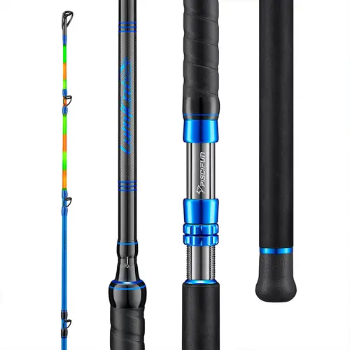 Piscifun LED LumiCat II Carbon Hybrid Casting Fishing Rod, 7.6 ft Long, for Night Fishing with Self-Illuminating Tip Lights Up Bites, EVA+PU Grip Stays Comfy, CR425 Battery & Mesh Bag for Easy Carry Included, Durable Fishing Gear, Comfortable & Secure Gri