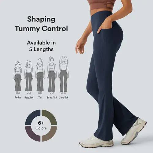 Halara UltraSculpt High Waisted Tummy Control Pocket Shaping Yoga Bootcut Leggings  #BackToSchool