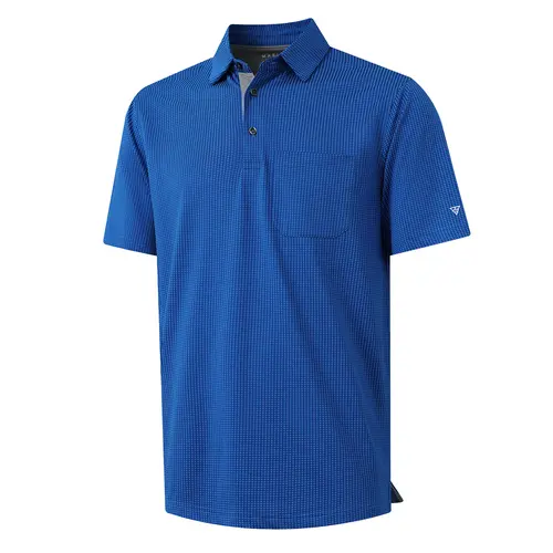 MAELREG Men’s Jacquard Polo Shirt with Pocket – Dry Fit Moisture-Wicking Performance Short Sleeve Polo for Summer Vacation, Casual Wear Holiday Gifts
