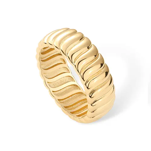 PAVOI 14K Gold Plated Chunky Statement Ring - Chunky Stackable Wide Band for Women