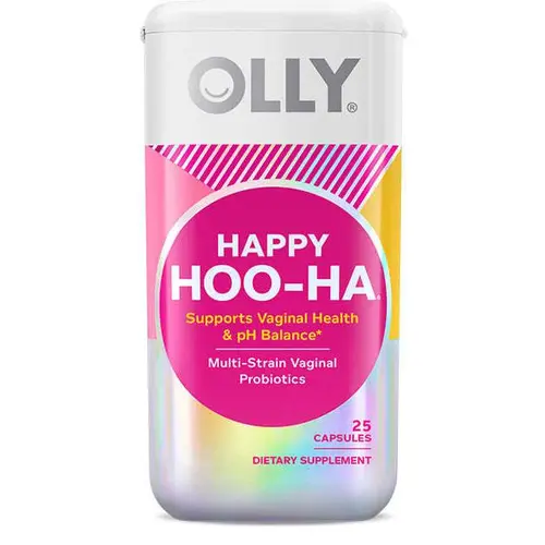 OLLY Happy Hoo-Ha Probiotic Capsules - Women's Dietary Supplement, Natural Supplements, Self Care Products, 25-Count Probiotics for Women