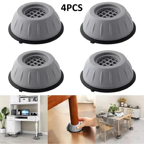 4/8 PCS Anti-Vibration Washing Machine Support, Anti-Slip Rubber Feet & Rings, Shock absorbing mats reduce noise and vibration, prevent sliding, thick durable rubber, floor protection pads for washing machines and large household appliances daily use