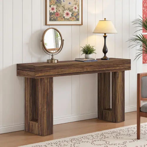 Spaco 63" Engineered Wood Console Table - Rectangular Tabletop, Modern Farmhouse Style, Easy Setup, Rustic Hallway Accent Center Table for Living Room Entryway, Modern Farmhouse Tables