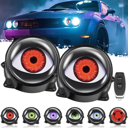 DIBMS Devil Eyes Light for Cars, 12V LED Headlight with Adjustable Eye Pattern - Cool Car Accessories,Remote control,Vehicle Custom Devil Eyes Lights Adjustable LED Devil Eyes Headlights Led Backlit Led Blinker