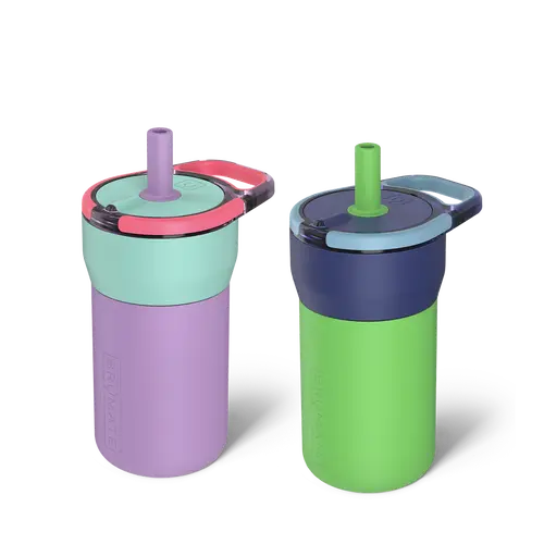 2-Pack Bundle: BrüMate Leap 12oz Kids Straw Tumbler | 100% Leakproof Prevents Spills | Silicone Sleeve Protects From Dents & Dings | Keeps Ice 24+ Hours | Cup Holder Friendly