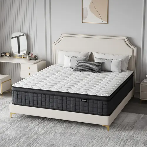 8/10/12/14 Inch Twin, Full, Queen, King Mattress Memory Foam And Spring, Hybrid MattressMedium Firmness, Lumbar Support, For Home Rooms Hotels, Boxed Halloween ChristmasGift Furniture queen size mattress, Hybrid Spring Mattress