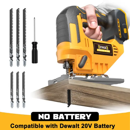 Cordless Jigsaw Compatible with Dewalt 20v Battery(NO Battery!!), Jig Saw Tool Brushless,2900RPM,0°-45°Bevel,3 Orbital Action,LED Light for Straight/Curve Cutting Power Tool toolupgrade