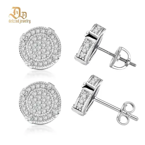 Delzzad S925 Circle Shape Stud Earrings VVS Synthetic Moissanite Stud Earrings Jewelry Perfect Birthday Mother’s Day Christmas Gift for Men Women Silver Earrings Golden Earrings Wedding Set