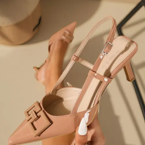 Women's Elegant Fashionable High Heel Buckle Shoes, Trendy Minimalist Pointed Toe Heels, Stylish All-match Shoes for Daily Wear Footwear Exquisite Heels