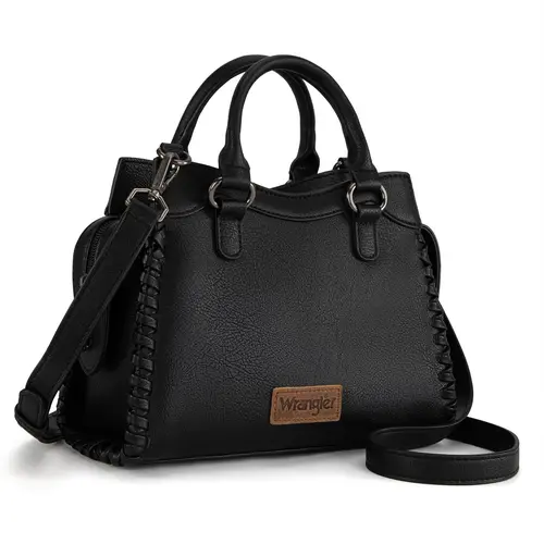 Wrangler Carry-All Whipstitch Braided Fall Purses for Women Small Crossbody Purse and Handbags with Detachable Strap & Secure Top Zipper Closure