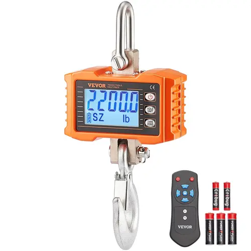 【Summerfinds】VEVOR Portable Digital Hardware Industrial Scale, 2200 lbs/1000 kg Stainless Steel Heavy-Duty Tool with Cast Aluminum Case, LCD Screen, Remote Ctrl, Corrosion Resistance, High Precision for Heavy Loads, Construction (Orange), Industrial Scale