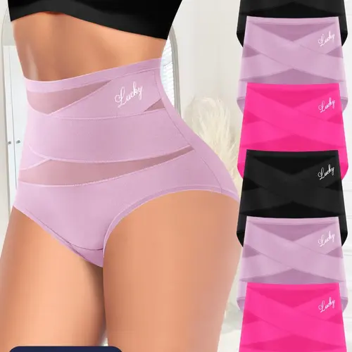 6-Pack MEIYATING Plus Size Women's High-Waisted Shapewear Panties, Breathable Mesh, Sculpting Butt Lifting, Seamless and Comfortable