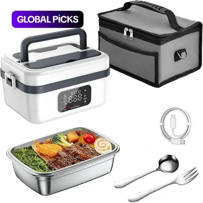 Portable Electric Lunch Box, USB-Rechargeable Heated Insulated Lunch Box, Heated Lunchbox, Cordless Heated Lunchbox, Food Heater for Home, Office, School and Picnic #GLOBAL PICKS