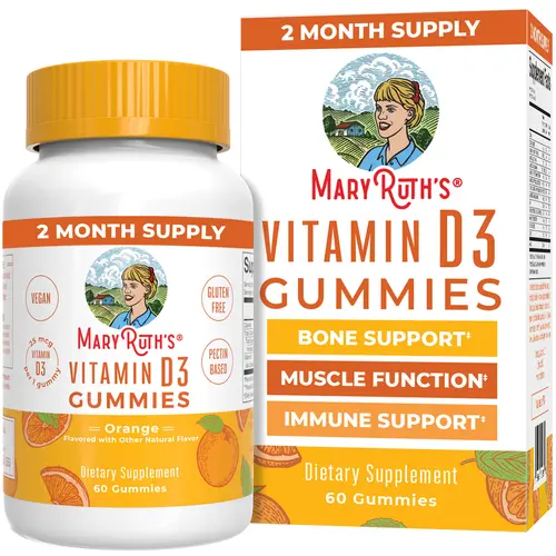 MaryRuth's Vitamin D3 Gummies - 2 Month Supply - Immune Support Supplement - Vitamin D3 1000IU for Bone Health & Muscle Function - Vegan - 60 Count