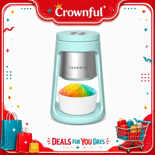 CROWNFUL Shaved Ice Machine, Home Ice Crusher, Ice Cubes Maker,Snow Cone Machine with 2 Ice Cups, Ice Shaver Machine for Snow Cones, Snowballs, Frozen Cocktails and More, Easy to DIY with Snow Cone Syrup at Home,Gifts for Men&Women