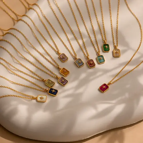 North Star Birthstone Necklace by Caitlyn Minimalist - Celestial Pendant Necklace with Custom Gemstone - Personalized Jewelry - Birthday Gift for Her