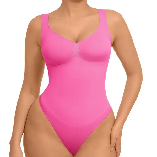 FeelinGirl Women's Seamless Sleeveless Thong Bodysuit for Tops and Comfortable for  Lady Soft Womenswear Basic