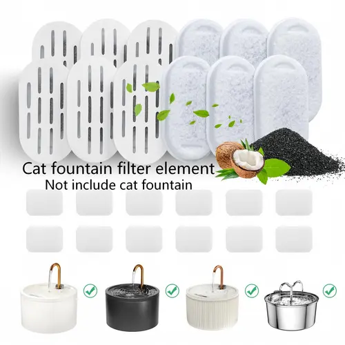 MISFANS D02/D03 Cat Fountain Filters (12-Pack) – Keep Your Pet’s Water Fresh & Clean Every Day  (Fountain Not Included）