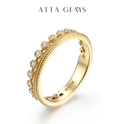 ATTAGEMS Women's 1.3mm D Color VVS1 Grade Artificial Gemstone Ring - Elegant Fine Jewelry for Adults, Female Special Occasions, R239, summerwins, Moissanite Rings, Engagement Ring