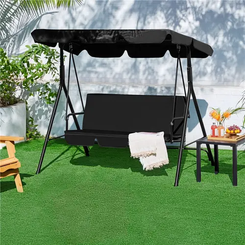 Yaheetech 3-Seat Outdoor Patio Swing Chair with Adjustable Canopy, Removable Cushions, and UV-Protected 160g Polyester Fabric for Outdoor Use,home decor,camping essentials