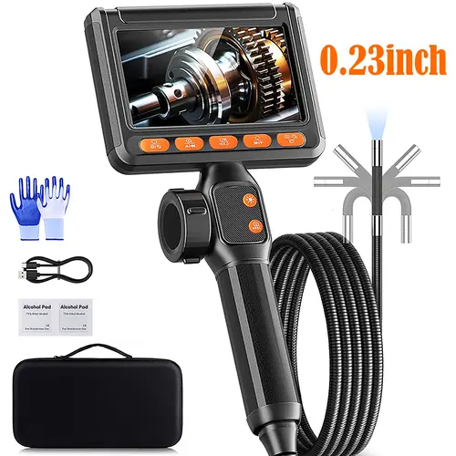 SHEKAR Flexible Industrial Endoscope Camera Borescope - 2-Way Rotatable, 3 Adjustable Lights, 1080P, 5.5FT Semi-Rigid Cable, 4.3" LCD Screen, 2000mAh, 8 LEDs for Dark Areas, Automotive Repair Tools, Car Tools, Cars Accessories for Automotive Mechanics