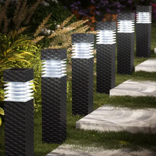 FLACCHI 6-Pack Solar Outdoor Lights - Water-Resistant Decorative Lantern Pathway Lighting, Auto-On at Dusk for Lawn, Garden Home Improvement Decor