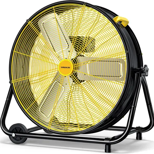 VAGKRI 24-30 Inch Industrial Drum Fan, 320W High Velocity Floor Fan, 3 Speed Heavy Duty Metal Air Circulator, 360° Tilt with Casters Handle ETL Standard for Patios, Warehouse, Commercial,Basement