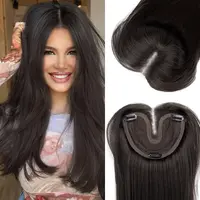ONLYCUTE Hair Topper 22 inch / 18 inch Slightly Layered Synthetic Hair Pieces No Wig Cap Required Large Natural Invisible Add Volume Length for Women
