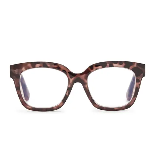 DIFF Ava Beige Tortoise Blue Light Readers - Lightweight Chunky Style Frame