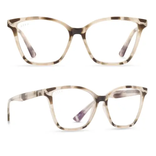 DIFF Leah Cream Tortoise Women's Blue Light Reading Glasses - Lightweight Frame
