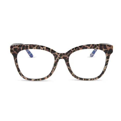 DIFF Willa Leopard Tortoise Blue Light Readers - Cute Cat Eye Lightweight Frame for Stylish Protection