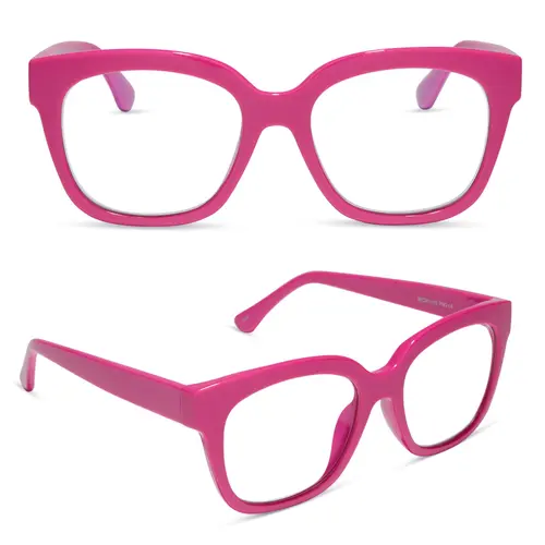DIFF Ava Bubblegum Pink Blue Light Readers - Cute Square Chunky Lightweight Frame