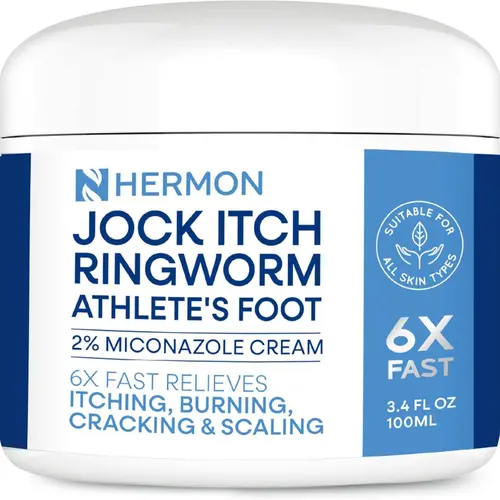 Hermon Antifungal Jock Itch Soothing Ointment (3.4 oz/100g) - 2% Miconazole, Paraben-Free, Mild Natural Glycerin-Infused Body Moisturizer for Sensitive Skin, Face & Body Care, Relieves Psoriasis, 18-Month Shelf Life, None Parabens, Single Item