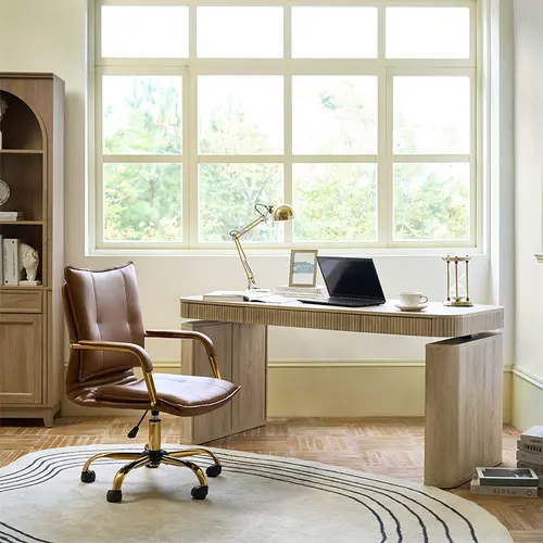 HULALA HOME Baggio Modern Electric Height Adjustable Desk with Storage, 3 Soft-Close Drawers, Dual Cabinets & Cable Management, Slatted Design Workstation for Home Office, Study Room, Professional Workspace