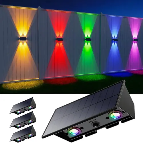 Hoodink Solar Outdoor Lights, IP65 Waterproof Up/Down Beam Energy Efficient Living Deck Edge Lights for Yard, Festive Glow for Holidays Decorations
