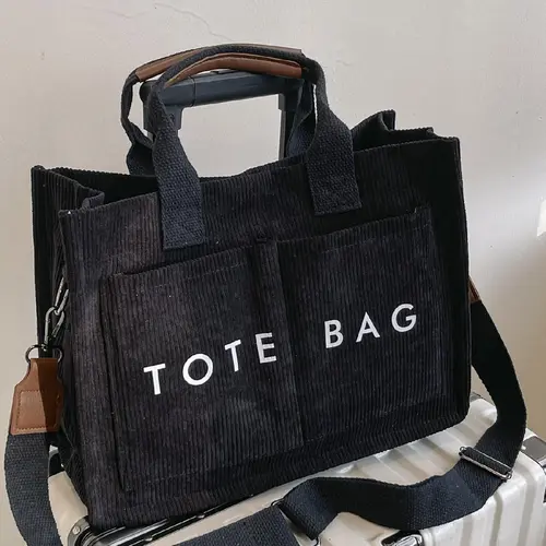 Letter Pattern Tote Bag, Letter Printed Bag, Casual Commuter Bag, Casual Lightweight Bag, Casual Multi-pocket Portable Shoulder Bag for Women & Men, Trendy All-match Bag for Daily Use
