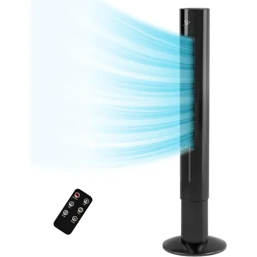 36 inch Tower Fan Portable Electric Oscillating Fan Quiet Remote Control Bladeless Floor Fan 3-Spped Wind Mode 12H Timer Bedroom Office Black