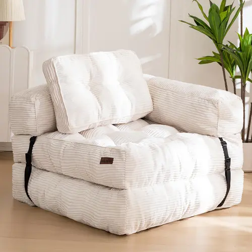 MAXYOYO Folding Sofa Bed, L-Shaped Convertible Sofa Bed with Armrest Foldable Sleeper Sofa with Pillow, Portable Fold Out Chair Bed Comfy Floor Sofa Lounge for Living Room Bedroom Upholstered Sofa Couch Sofa With Headrest, Summerwins