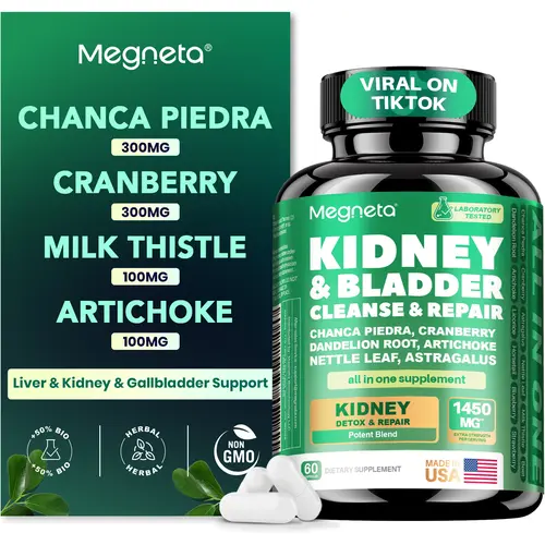 Kidney Cleanse Supplement for Women & Men – Chanca Piedra, Cranberry, Dandelion Root & Milk Thistle – Bladder & Urinary Tract Support – 1450mg Herbal Complex – 60 Capsules