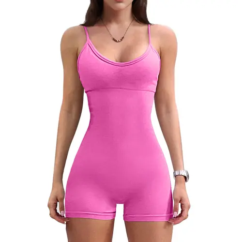 OYV Women Rompers Ribbed Stretch Tummy Control Yoga Workout Rompers