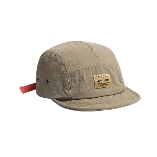 Vintage 5-Panel Polyester Duckbill Camp Cap - Men's Hats, Gender Neutral Hats, Japanese Street-Style Snap, 1.9 Inches Brim Length, Lightweight Quick-Dry, Vintage Duckbill Street Vibe for Casual Outings