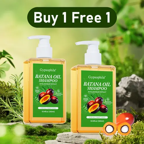 Gypsophila Batana Oil & Rosemary Thickening Haircare Shampoo (300ml) - Sulfate-Free Nourishing Cleanser for Women, Gentle Daily Use, Anti-Hair Loss, Damage Repair, Volume Boost, Silky Results, Hair Growth Support, Buy 1 Get 1 Free
