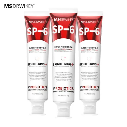 MSDRWIKEY SP-6 Super Probiotic Whitening Toothpaste Triple Set - 130g x 3 Multi-Pack, Healthy Toothpaste, Oral Brightening, Long-Lasting Fresh Breath, Oral Care, Back to School Gift Idea