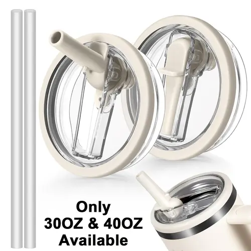 2 Pack Tumbler Flip Straw Lid Replacement, Straw Spout Lids, Dual Straw Lid, Spill Proof Splash Resistant Tumbler Lids with 2 Straw, Lids and Straws, Reusable Leak Proof Tumbler Cover for Stanley Cup Accessories, 30OZ & 40OZ only #GLOBAL PICKS