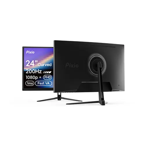 Pixio PXC248 Wave Curved Gaming Monitor, 24in (23-25in) Full HD 1080p, 200Hz Refresh Rate, 1500R Curved Form, Fast VA Panel, 1ms GTG Response Time, AdaptiveSync, FreeSync, HDR, DisplayPort, Manufacturer Warranty, Gaming Monitor