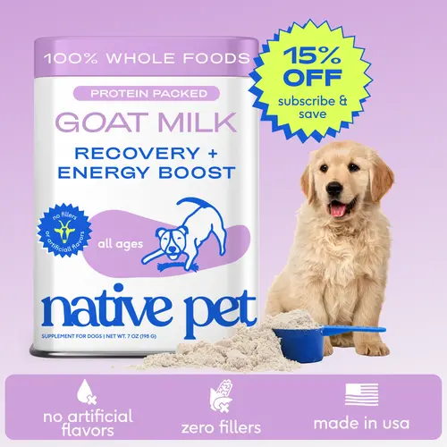Native Pet Goat Milk for Dogs - Recovery & Energy Boost - Single Ingredient Topper - No Fillers - 100% Whole Foods