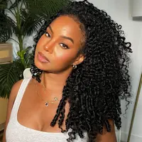 【Hot Sale】VIPbeauty Half Wig Human Hair 200 Density Burmese Curly Half Wig Spiral Curly Ends 3 In 1 Seamless Flip Over Glueless Wigs Human Hair with Drawstring Beginner Friendly Curly Wig Headband Wig for Women Daily Wear